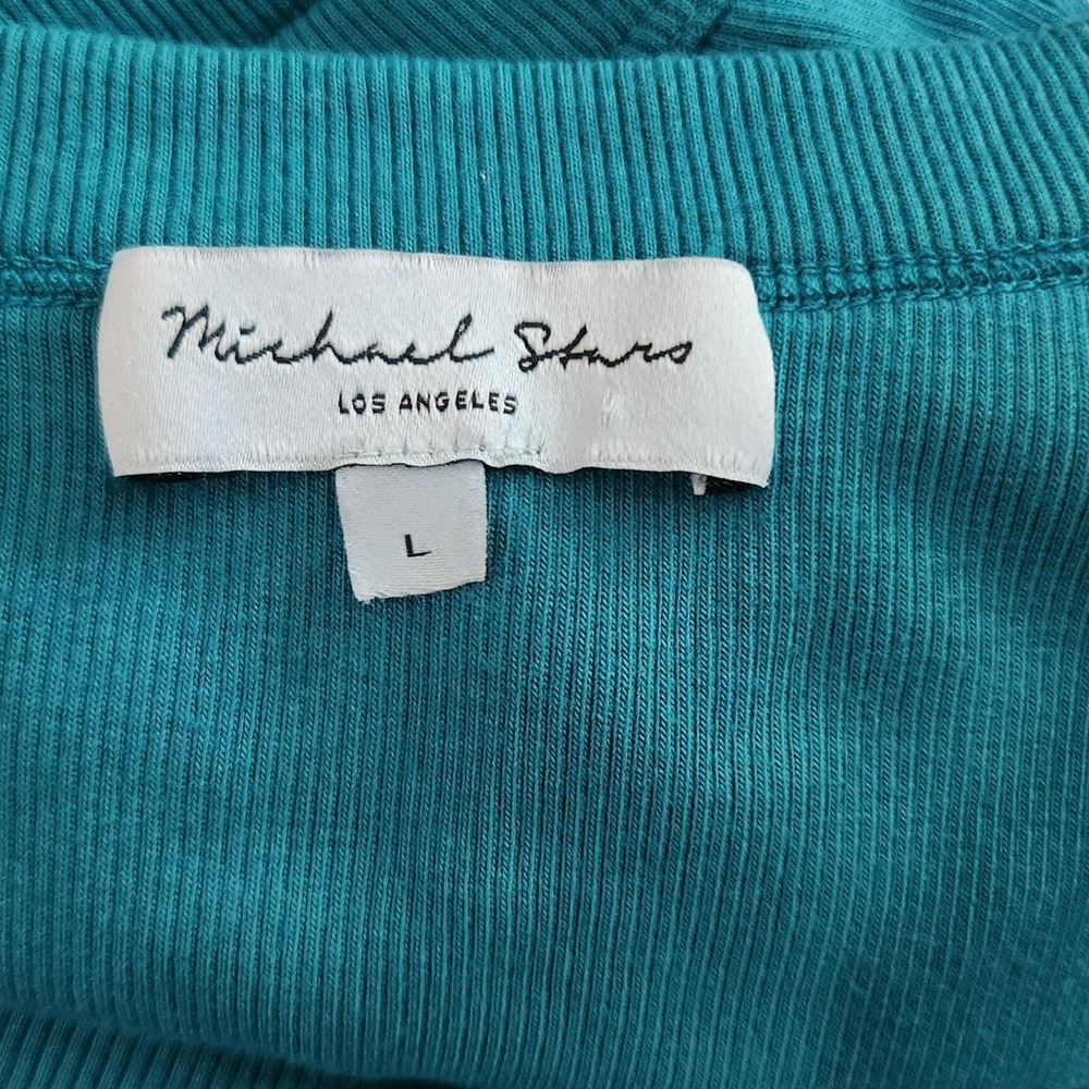 MICHAEL STARS Teal Ribbed Ruched V-Neck Sleeveless Maxi Dress Large USA $108 - Picture 5 of 7